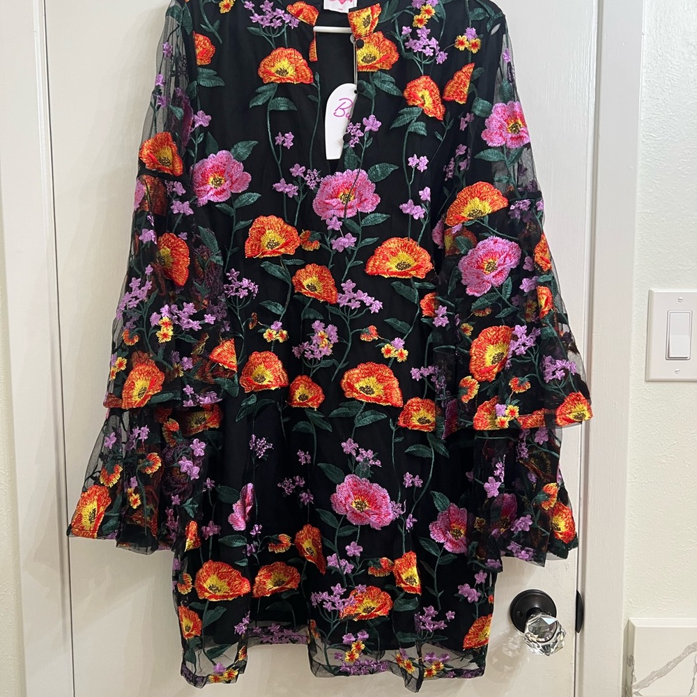 Buddy Love Black Dress with Red and Yellow Accents